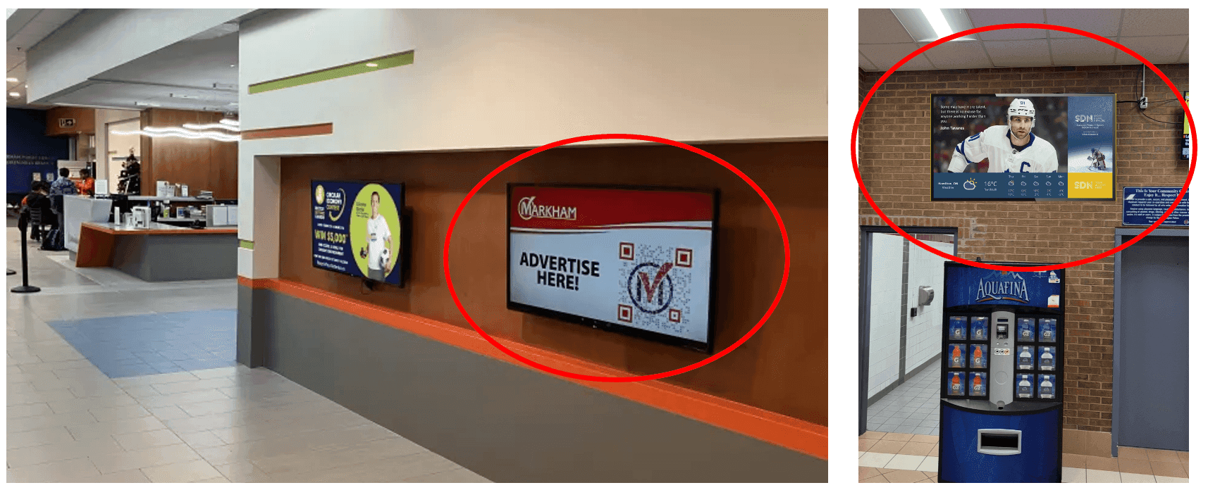 Digital advertising screens in Markham recreation centres